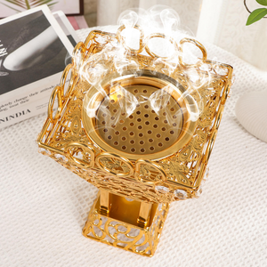 Nouveau élégant brûleur d'encens Bakhoor en métal doré, grand format, pour parfums arabes, idéal pour les mariages et les fêtes du Moyen-Orient - Product Image 2