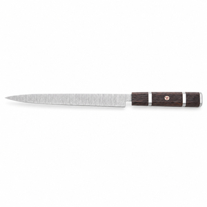 Couteau de chef Burraq en acier Damas, lame de 8-9,9 pouces, épaisseur de 3,0 mm, manche en bois forgé à la main, finition haute brillance, NEUF - Product Image 1