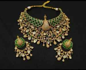 Ensemble de bijoux indiens AD Combo collier et boucles d'oreilles pour mariages, festivals et célébrations - Product Image 1