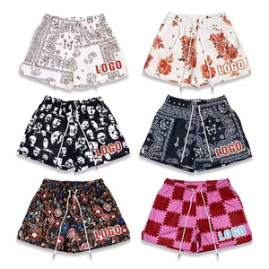 Men's Elastic Waist Mid Casual Breathable Polyester Quick Dry <b>Rainbow</b> Pattern Customizable Colors 100% Cotton Shorts - Product Image 1