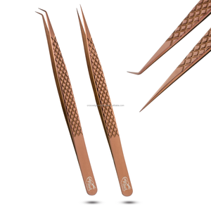 High Quality Stainless Steel Isolation Tweezers for Lash Extension with Fiber Grip 90-degree - Product Image 1