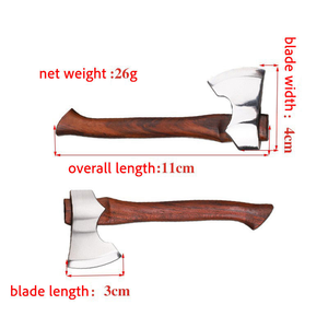 Hache de montagne miniature industrielle personnalisée en acier inoxydable avec manche en bois de rose, hachette tactique de poche exquise en bois, EDC pour le camping - Product Image 4