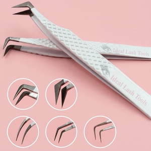 Pinces à cils professionnelles avec breloques, en acier inoxydable de qualité chirurgicale, pour extensions de cils volume. - Product Image 3