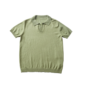 T-shirt d'été décontracté pour homme 100 % coton à manches courtes, col rabattu haut de gamme, respirant, coupe ajustée, couleur unie - Product Image 5