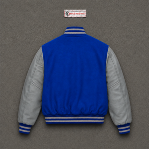 Nueva Chaqueta Varsity Azul Premium de Lana, Corte Regular, Exterior de Poliéster y Algodón, Mangas de PU, Estilo Minimalista y Elegante para Otoño - Product Image 6