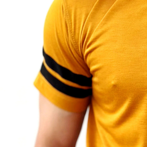 Impression par sublimation personnalisée, logo, col en V, manches courtes, tricot polyester/coton, unisexe, streetwear surdimensionné, poids lourd 360g - Product Image 3