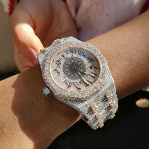 นาฬิกาข้อมือผู้หญิง Splendid Glew Jewelry ประดับเพชร หน้าปัดอะนาล็อก ควอตซ์ ตัวเรือนแซฟไฟร์คริสตัล โมอิสซาไนต์ สายเงินหรูหรา กลไก ETA กันน้ำ - Product Image 3