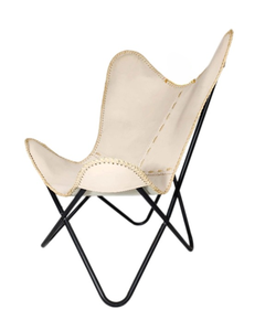 Fauteuil papillon en cuir artisanal haut de gamme, structure en métal noir, léger, moderne, pour salle à manger, salon, bureau à domicile, personnalisable - Product Image 6