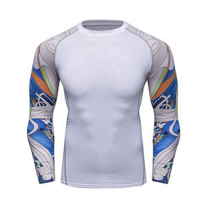Rashguard MMA unisexe UPF50 respirant, imprimé en sérigraphie, t-shirt de compression, design personnalisé, service OEM, tissu Spandex Nylon - Product Image 4