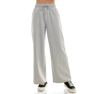 Pantalones Deportivos Grises para Mujer, Corte Holgado, Tela Suave, Cintura con Cordón, Pierna Ancha, Ropa Casual para el Tiempo Libre - Product Image 1