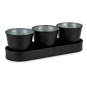 High Trending Classic Powder Coated Metal Planter Pots Set with <b>Tray</b> for Indoor Outdoor Garden Decor Customized Size - Product Image 2