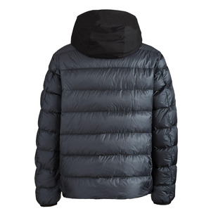 Chaqueta de Plumón con Capucha para Hombre, Negra, Cierre de Cremallera, Resistente al Viento, para Invierno, Uso Casual, Corte Regular, Color Sólido, Exterior de Poliéster - Product Image 5