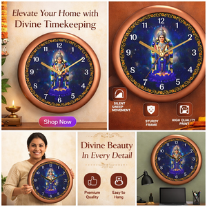 นาฬิกาแขวนผนังพลาสติกพิมพ์ลายดิจิทัลลายมูรูกัน สวามี ของตกแต่งทางศาสนาอินเดียแบบดั้งเดิมสำหรับคริสต์มาสและวันแม่ - Product Image 3