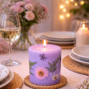 Vela de Parafina Decorativa Floral Elegante para Navidad y Diwali - Ecológica y No Tóxica (3x3 Pulgadas) Ideal para Compras al por Mayor - Product Image 1