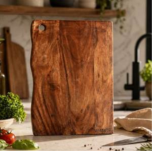 Planche à découper rectangulaire en marbre et bois avec poignée pour la cuisine, finition naturelle, ensemble de planches à découper en bois pour la cuisine - Product Image 2