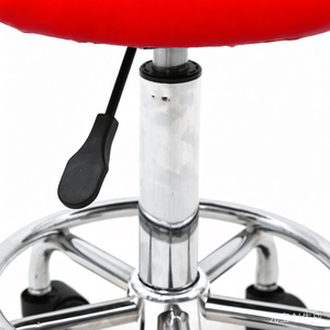Sgabello da Salone Rotondo Regolabile con Schienale, Arredamento per Salone Rosso - Product Image 4