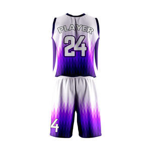Ensemble de shorts et maillot de basket personnalisés avec logo d'équipe, impression par sublimation, 100% polyester, respirant et anti-transpiration - Product Image 2