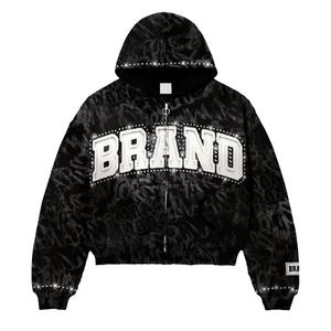 Vente en gros de sweats à capuche personnalisés à fermeture éclair intégrale en molleton épais pour les marques de style de vie américain sous marque privée - Product Image 1