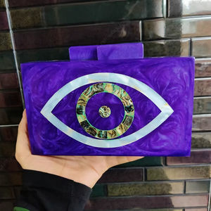 Bolso de mano de resina artesanal con diseño de ojo turco, bolso de lujo para fiestas nocturnas con incrustaciones artísticas para mujer - Product Image 1
