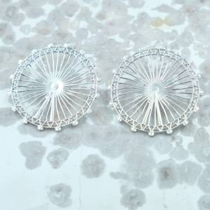 Pendientes de plata de ley 925 con diseño de rueda redonda hechos a mano para mujer, joyería geométrica minimalista, regalo para mujer - Product Image 2