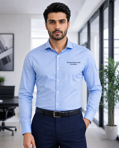 Chemises habillées décontractées pour hommes à col montant tricoté, anti-plis, à manches longues et boutonnées, en polyester/coton satiné - Vente en gros à prix avantageux - Product Image 1