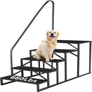 Scala a 5 Gradini per Camper con Corrimano, Capacità di Carico 660 Libbre, Pannello Antiscivolo, Scala per Casa Mobile, Sistema di Controllo Manuale - Product Image 1