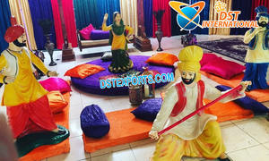 Acheter Statues Punjabi grandeur nature pour Mehndi Decor Punjabi Wedding Jago Decor With FRP Statues Statues en fibre de verre Punjabi Parties - Product Image 6