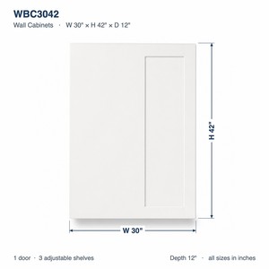 Made to Order 30 x 42 Inch Wall Blind <b>Corner</b> <b>Cabinet</b> <b>White</b> Shaker RTA Factory Direct Vietnam - Product Image 6