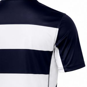 Maillot de rugby sublimé bleu marine et blanc à manches courtes, uniforme d'équipe rayé, chemise de sport, tenue d'entraînement athlétique - Product Image 4