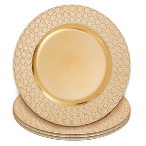 Assiette de service moderne en cuivre côtelé avec profonds rainures circulaires et une finition polie brillante. Disponible à prix de gros - Product Image 2