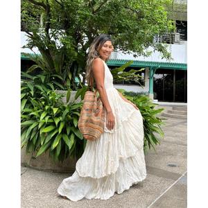 Vestido de Novia Premium con Volantes, Vestido de Novia Blanco, Vestido Maxi Bohemio con Capas, Vestido Maxi con Volantes para Embarazadas, Vestido de Novia con Escote en V Profundo - Product Image 3