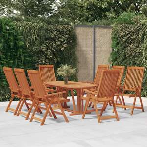 Ensemble de 8 chaises de jardin en bois d'eucalyptus massif, design standard naturel - Product Image 1