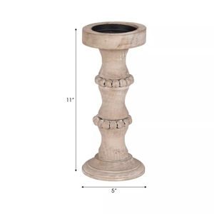 Contemporary design <b>White</b> wash pillar candle holder rustic wooden candle stand farmhouse candle holder offer customizations - Product Image 3