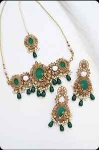 Collection de bijoux de mariage indiens et pakistanais en promotion : Collier ras-du-cou et boucles d'oreilles tendance, parures de bijoux de haute qualité pour femmes - Product Image 6