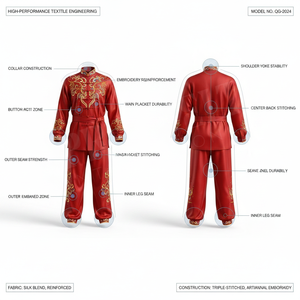 Uniforme de Artes Marciales de Kung Fu Tradicional Impreso a Medida, Conjunto de Uniforme de Karate, Wushu y Tai Chi con Diseño de Cadena Bordada Personalizado - Product Image 2