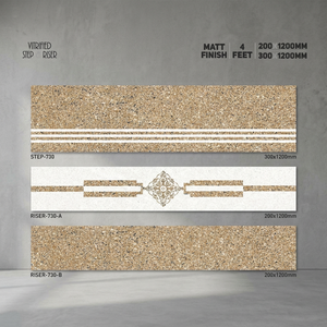 Finition mate aspect marbre imprimé Étape: 1200x300mm & Riser: 1200x200mm-Nouveau design brun, 11mm d'épaisseur Carreaux de porcelaine GVT - Product Image 6