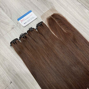 ต่อผมเวียดนามคุณภาพสูงสุด สีน้ำตาลแบบ Super Double Drawn ขนาด 10–14 นิ้ว มีสินค้าพร้อมส่ง - Product Image 4