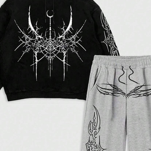 Conjunto de Sudadera y Pantalones Anchos de Invierno para Hombre, Estilo Streetwear, Lavado Ácido, Diseño 2 en 1, Ajuste Holgado, Venta al por Mayor Personalizada - Product Image 4