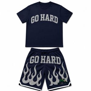 Custom Men Go Hard Print T <b>Shirt</b> <b>Flame</b> Shorts Set 2 Piece Summer Gym Streetwear Outfit Athletic Active Wear Matching Clothes - Product Image 2