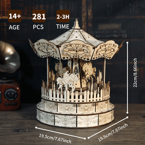 Carillon a giostra in legno fatto a mano con puzzle # # # #   Regalo giocattolo per le vacanze e i compleanni dei bambini - Product Image 4