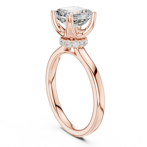 Anillo clásico con corte Asscher, halo de diamantes cultivados en laboratorio, oro rosa de 14k, joyería certificada GRA para bodas, fiestas y aniversarios. - Product Image 4