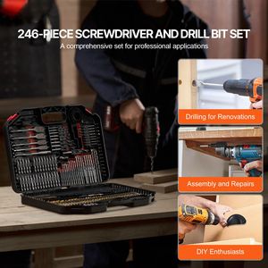 Set di 246 Punte e Inserti Multiuso per Trapano e Avvitatore, per Foratura e Avvitatura su Legno, Metallo e Cemento - Product Image 2