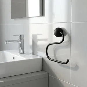 Modern Matte <b>Black</b> Metal Wall Mounted Toilet <b>Paper</b> Holder Minimalist Bathroom <b>Tissue</b> Roll Dispenser Contemporary Bathroom Access - Product Image 2