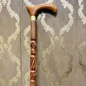 OLD WORLD TREASURE HANDICRAFTS Folding Wooden Walking <b>Stick</b> Rosewood & Brass Handle Polished Multifunction 37 Inch - Product Image 1