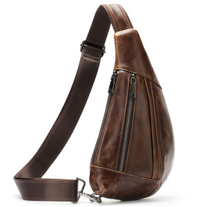 Bolsos de Pecho de Cuero Genuino con Logotipo Personalizado para Hombre, Bolsos de Cintura para Exteriores, Bolsa Casual para Teléfono Móvil, Bolsos Cruzados de Moda - Product Image 6