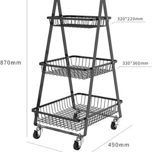 Heavy Duty Metal <b>Wire</b> Kitchen Rack Trolley For Storage Of Fruits Bottles Containers And Household Daily Supplies - Product Image 5