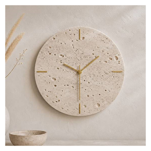 Meilleure horloge murale en marbre de luxe faite à la main, de style antique et moderne, ronde, épaisseur 25 mm, avec aiguilles, pour salon et décoration intérieure - Product Image 1