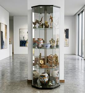 TMG-G169 Moderno Mueble Esquinero de Vidrio Templado Personalizable, Vitrina Alta, Mueble de Almacenamiento para Sala de Estar o Entrada - Product Image 5