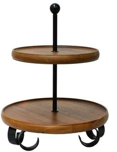 Wood Cupcake Stand 2 Tiers Wood Cake Stand Holder Round Tiered <b>Display</b> Stand Detachable Cupcake Serving Tray - Product Image 2