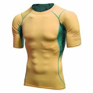 T-shirt de compression pour homme, coupe ajustée, soutien musculaire, vêtements de sport, vente en gros, hauts de sport respirants pour la course à pied - Product Image 2